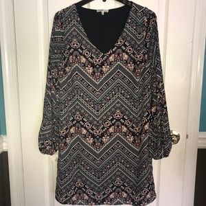 Long Sleeve Chiffon Dress with Open Sleeves